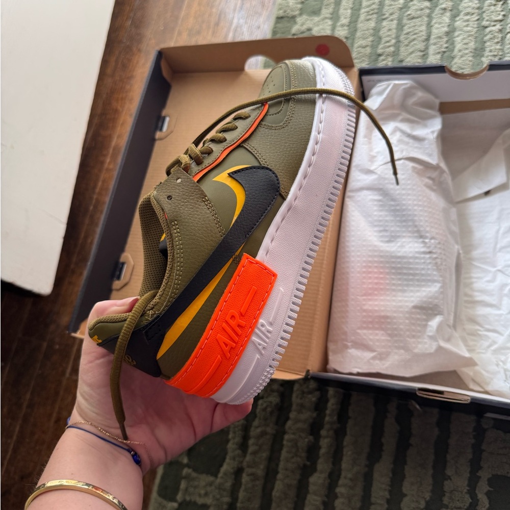 Nike Air Sneakers in Olive and Orange